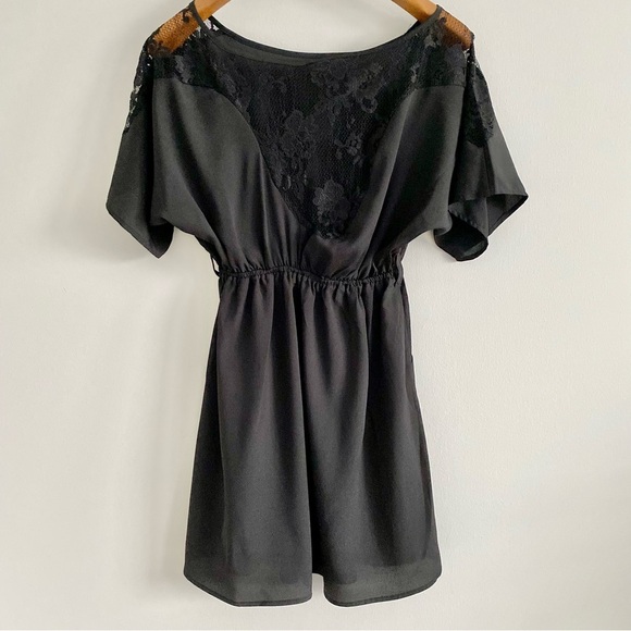 Black Lace Back Mini Dress Size Small - Picture 3 of 5